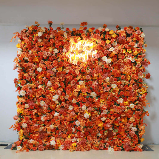 Autumn Garden Fabric Artificial Flower Wall for Wedding Decoration-ubackdrop