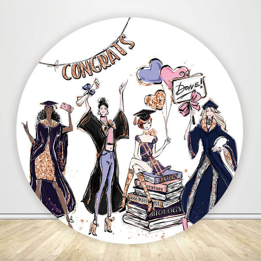 Well Done Theme Graduation Party Round Backdrop-ubackdrop