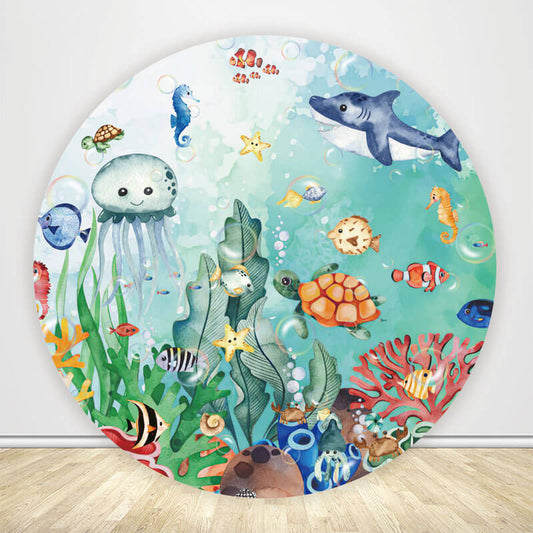 Underwater Round Backdrop Cover for Birthday Decoration-ubackdrop