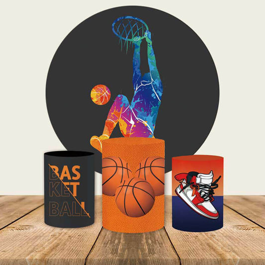 Basketball Theme Round Backdrop Sports Themed Backdrop-ubackdrop