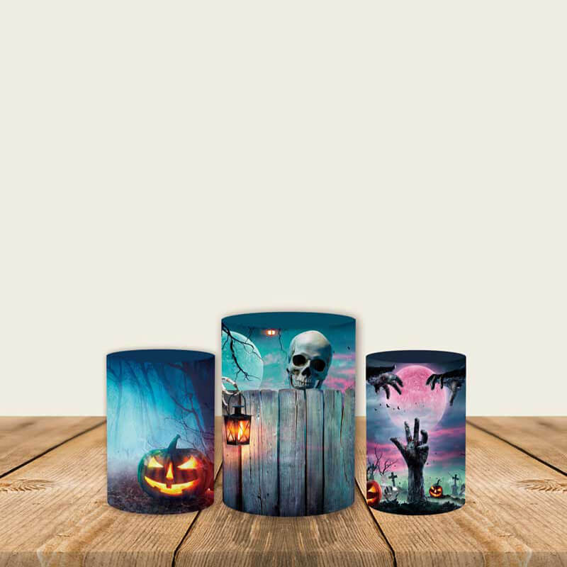 Halloween Horror Skeleton Theme Party Fabric Pedestal Covers-ubackdrop