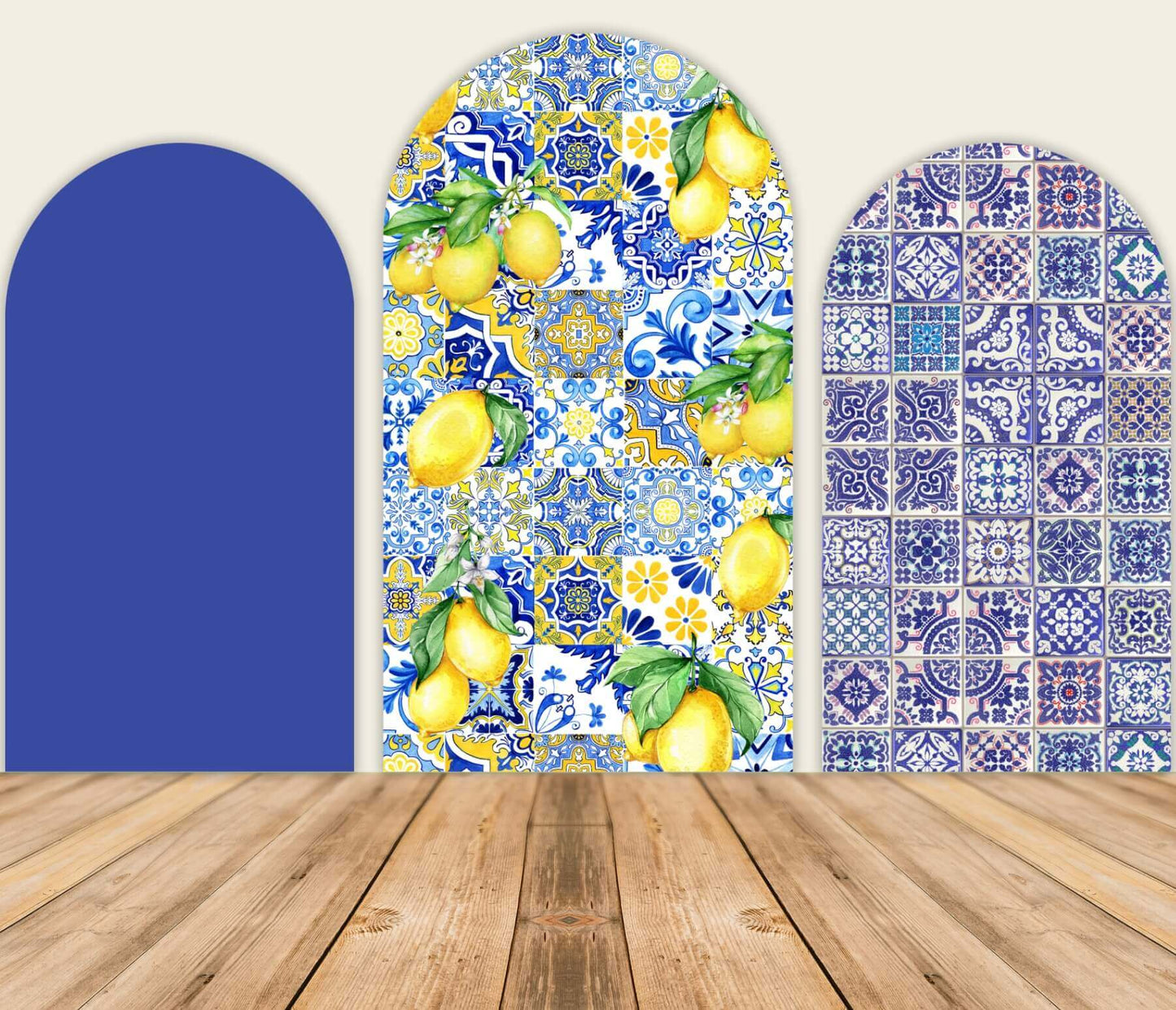 Morocco Mediterranean Blue Arch Backdrop Cover-ubackdrop