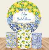 Mediterranean Lemon Patchwork Bridal Shower Round Backdrop Cover