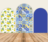 Mediterranean Lemon Patchwork Tile Arch Backdrop Cover