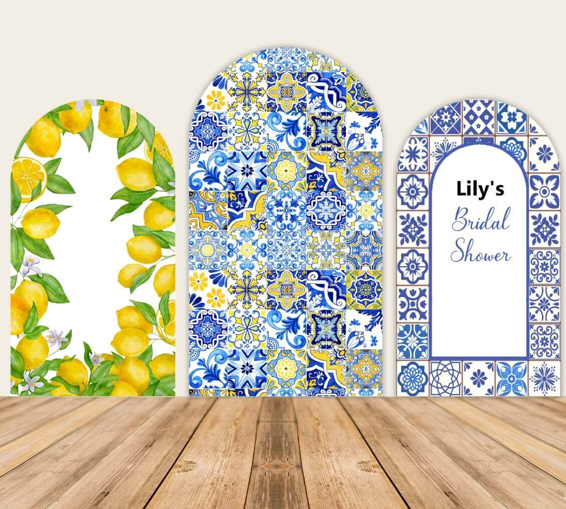 Lemon Morocco Mediterranean Baby Shower Arch Backdrop Cover-ubackdrop