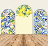 Blue White Lemon Bridal Shower Arch Backdrop Cover