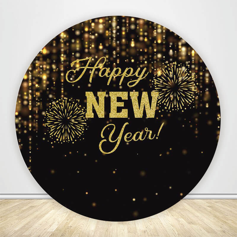 Happy New Year Theme Party Round Backdrop Cover-ubackdrop