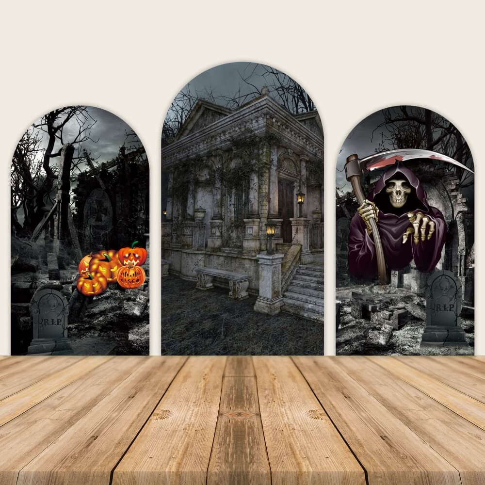 Halloween Horror Night Death Scythe Arched Wall Cover-ubackdrop