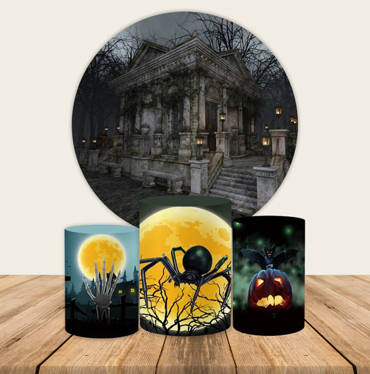 Halloween Party Decoration Round Backdrop Cover-ubackdrop