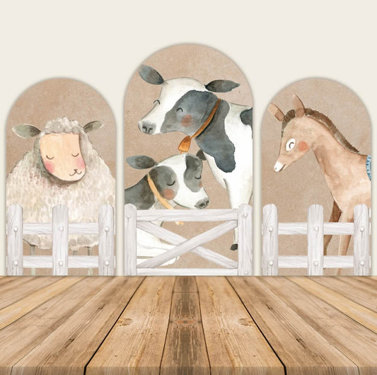 Farm Animals Theme Arch Walls Backdrop-ubackdrop