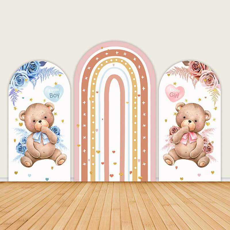 Bear Gender Reveal Decorations Boy or Girl Arch Wall Covers-ubackdrop