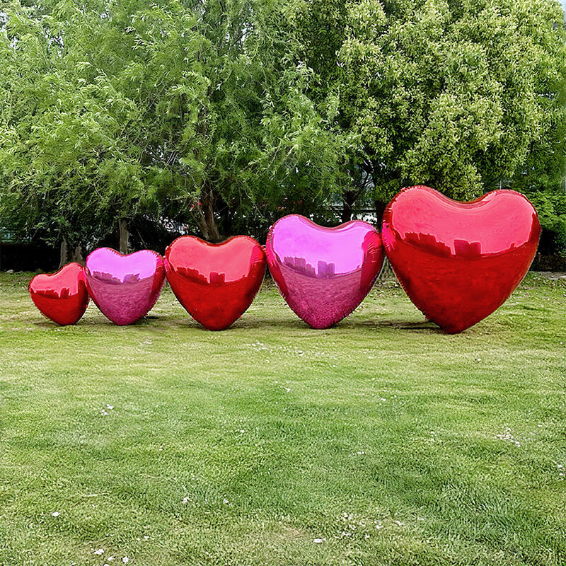 Red Shiny Hearts Inflatable Mirror Ball Reusable Big Bubble Balloon-ubackdrop