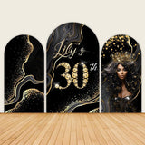 Black Gold Diamond Lady 30th 40th 50th 60th Birthday Backdrop