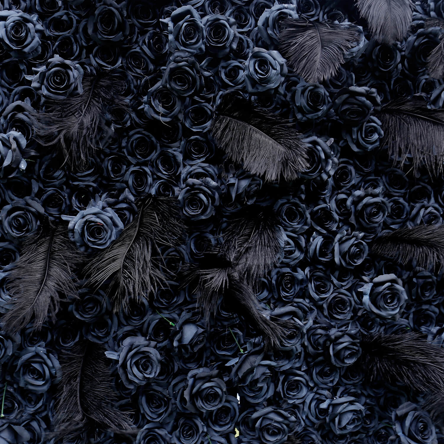 Black Rose Feather Flower Wall Backdrop for Birthday Party Decorations-ubackdrop