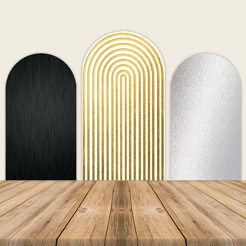 Black and Gold Arch Wall Backdrop Adult Birthday Party Decoration-ubackdrop