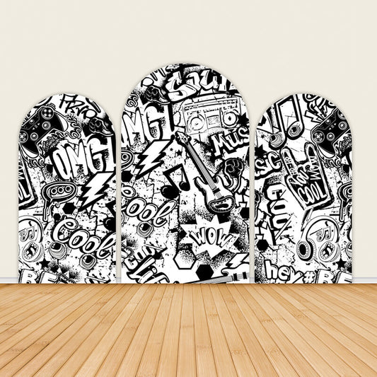 Black and White Best 80's 90's Party Backdrop-ubackdrop