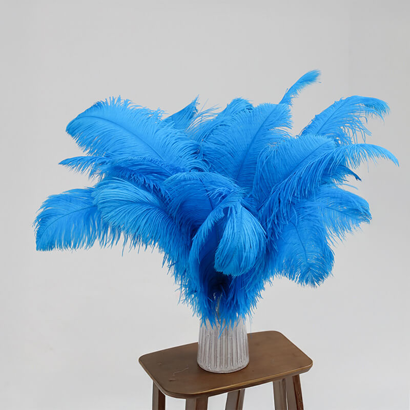 24"-26" Blue Natural Ostrich Feathers Centerpiece Filler