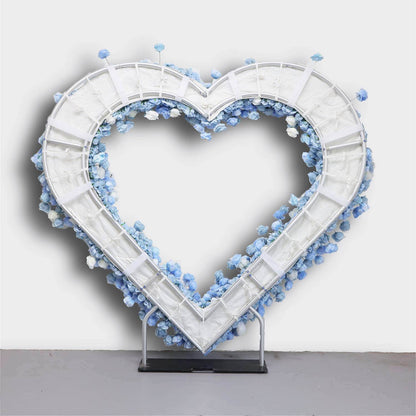 Blue Roses Heart Shaped Flower Wall For Baby Shower Decoration-ubackdrop