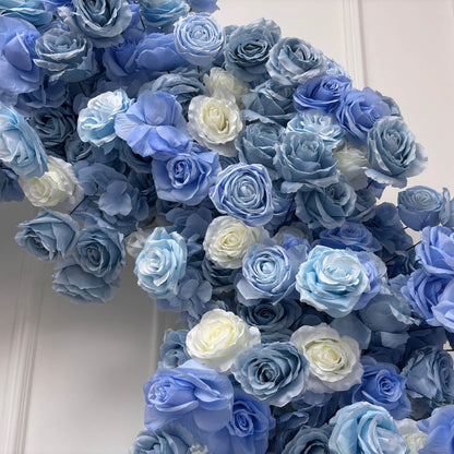 Blue Roses Heart Shaped Flower Wall For Baby Shower Decoration-ubackdrop