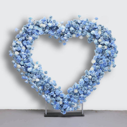 Blue Roses Heart Shaped Flower Wall For Baby Shower Decoration-ubackdrop