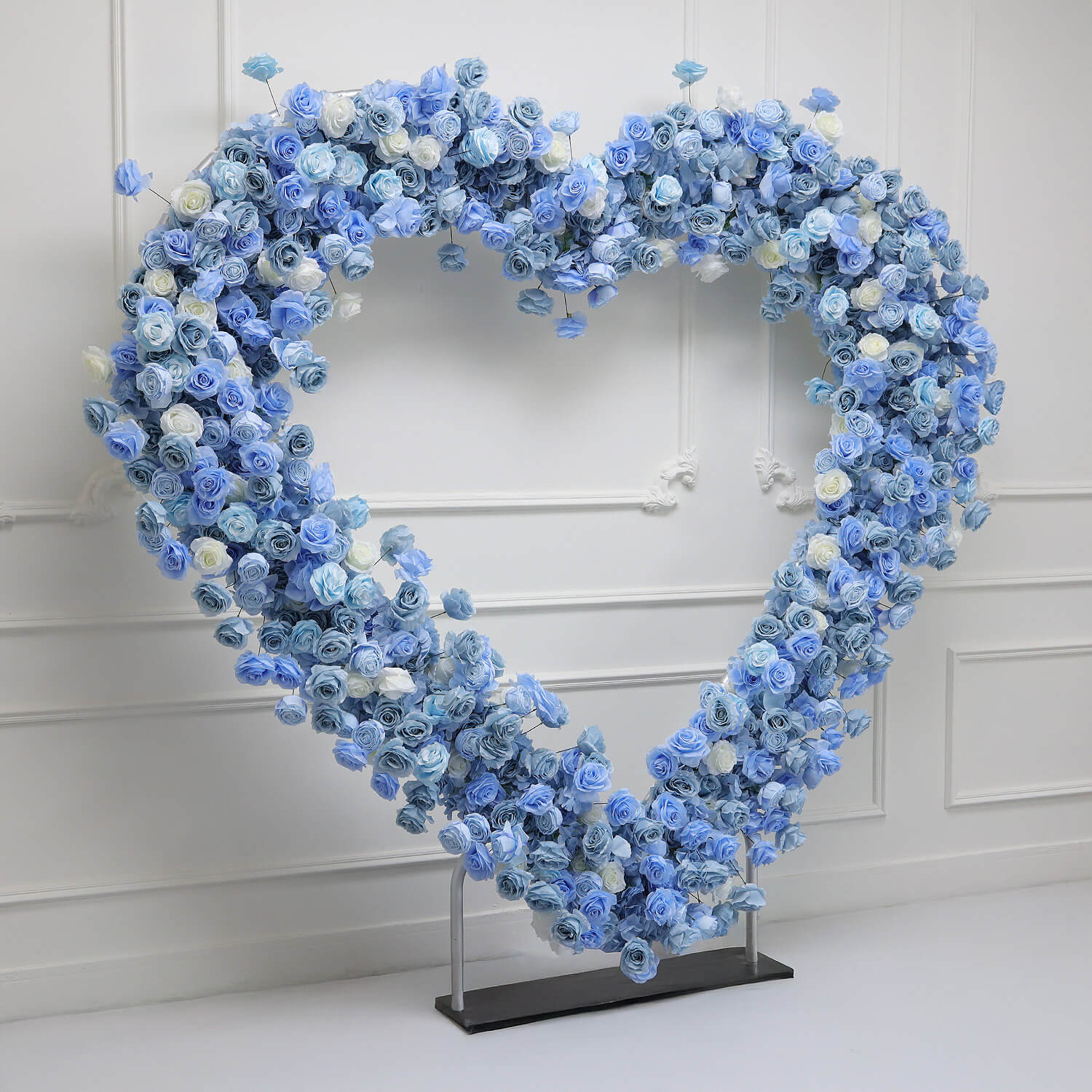 Blue Roses Heart Shaped Flower Wall For Baby Shower Decoration-ubackdrop