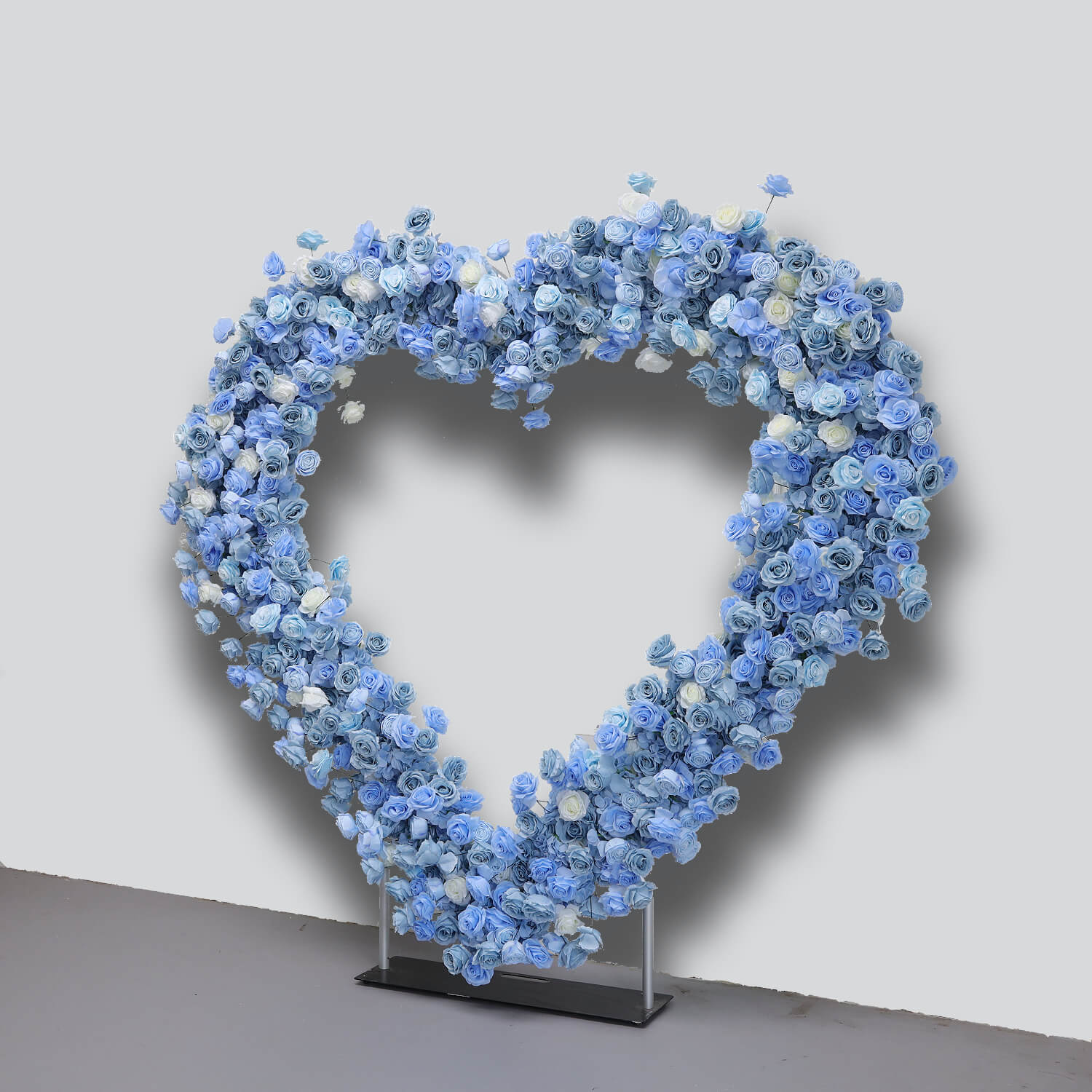 Blue Roses Heart Shaped Flower Wall For Baby Shower Decoration-ubackdrop