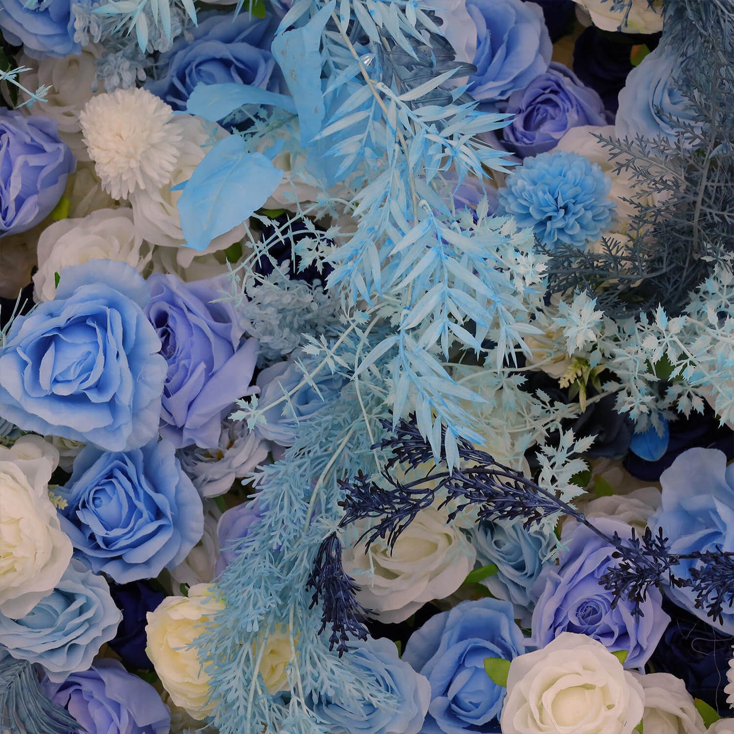 Blue Roses Fabric Flower Wall Backdrop for Baby Shower-ubackdrop