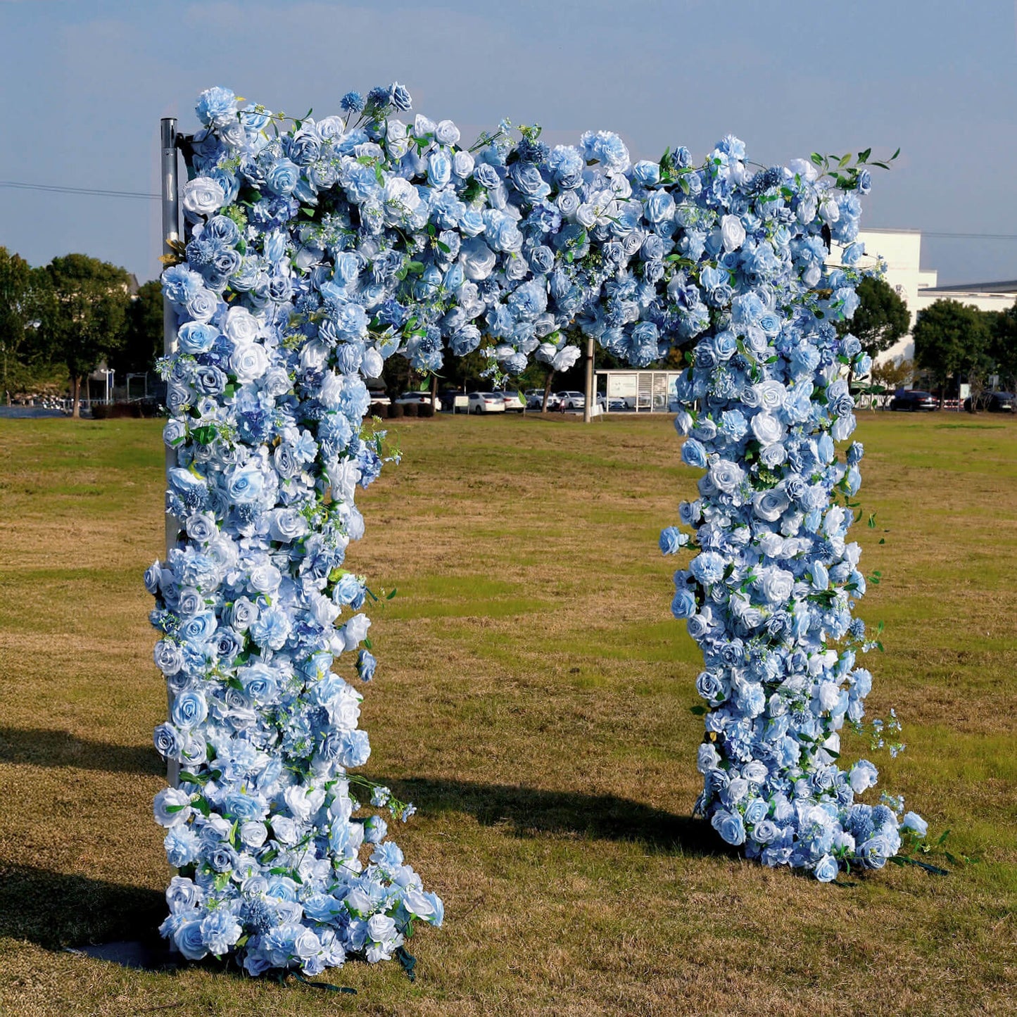Blue Roses Fabric Artificial Arch Flower Wall-ubackdrop