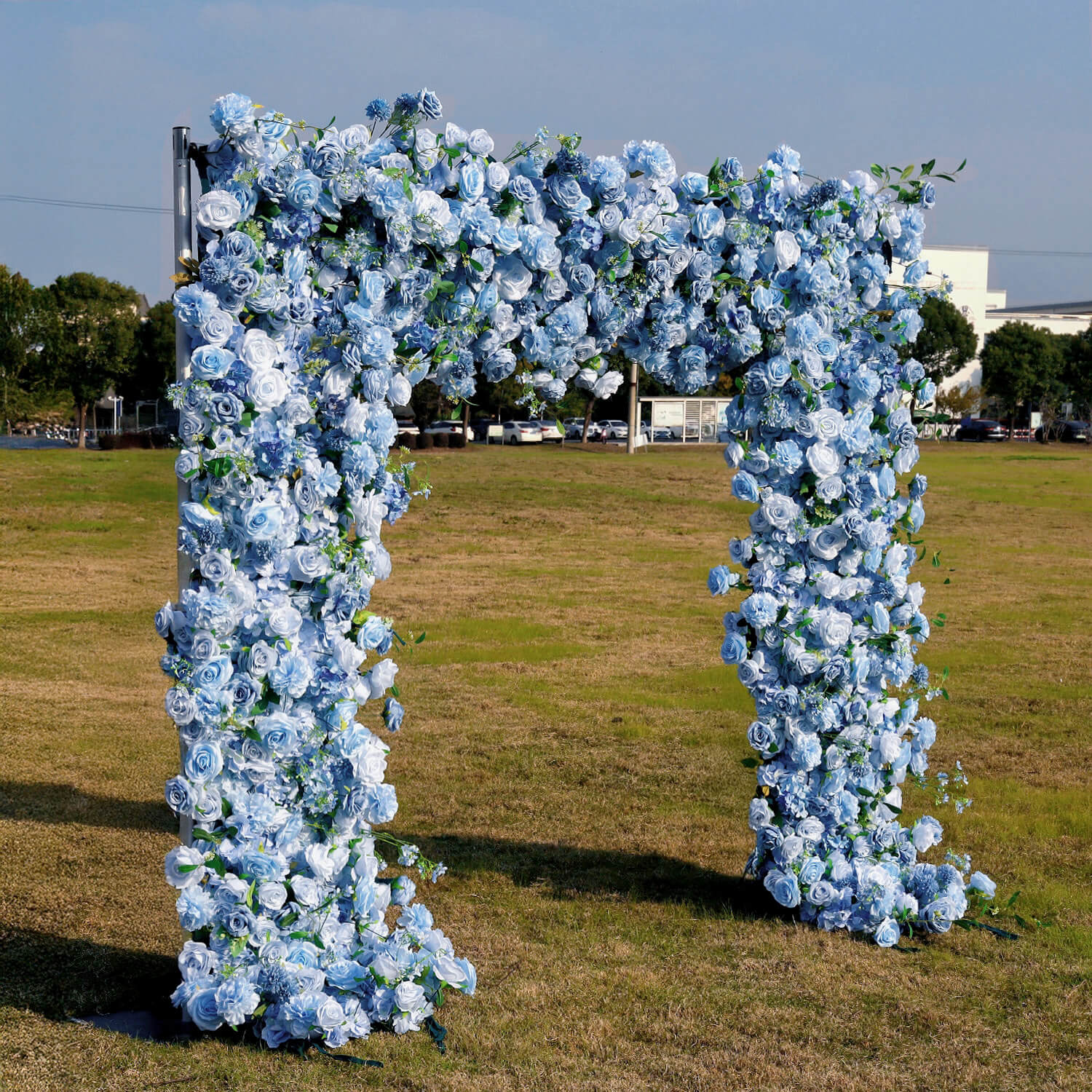 Blue Roses Fabric Artificial Arch Flower Wall-ubackdrop