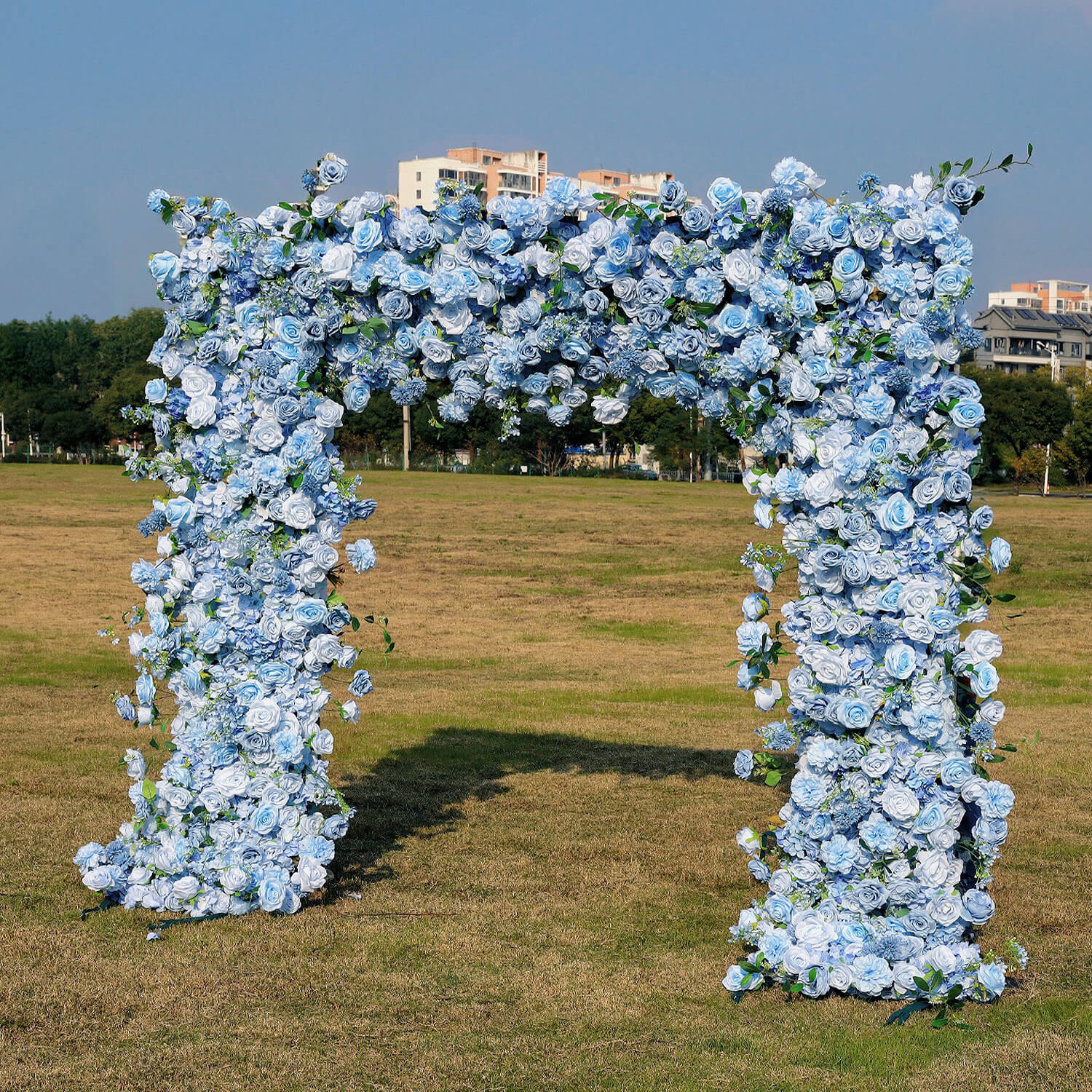 Blue Roses Fabric Artificial Arch Flower Wall-ubackdrop