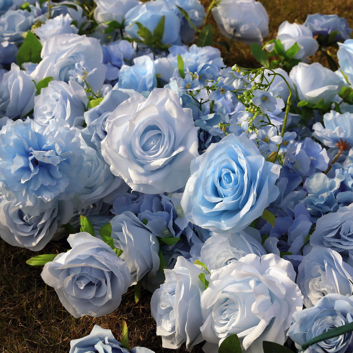 Blue Roses Fabric Artificial Arch Flower Wall-ubackdrop