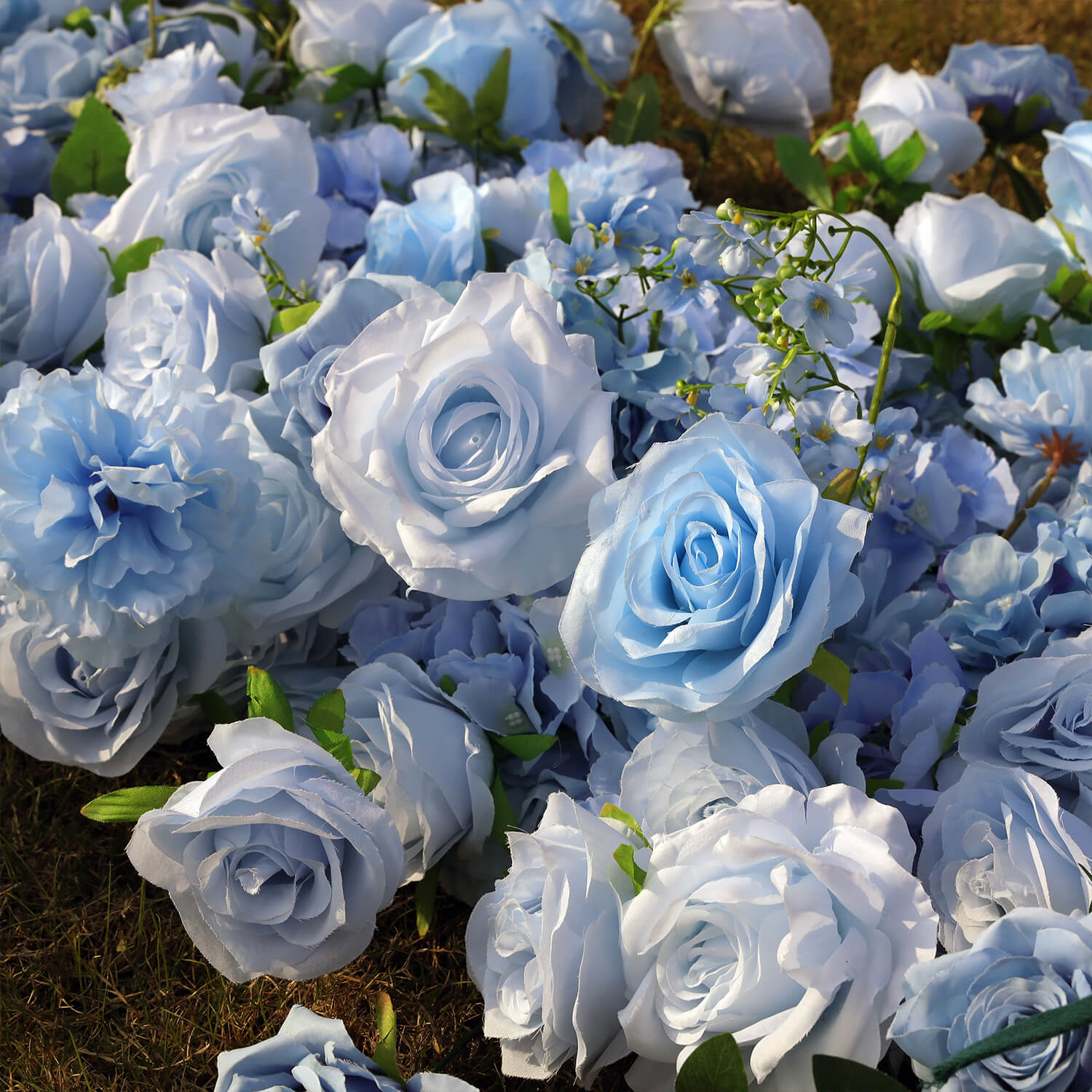 Blue Roses Fabric Artificial Arch Flower Wall-ubackdrop