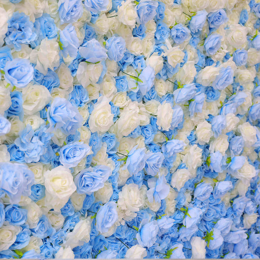 Blue and White Gradient Flower Wall Backdrop for Birthday&Baby Shower Party Decoration-ubackdrop