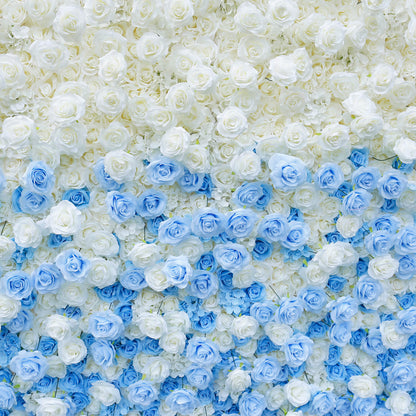 Blue and White Gradient Flower Wall Backdrop for Birthday&Baby Shower Party Decoration-ubackdrop