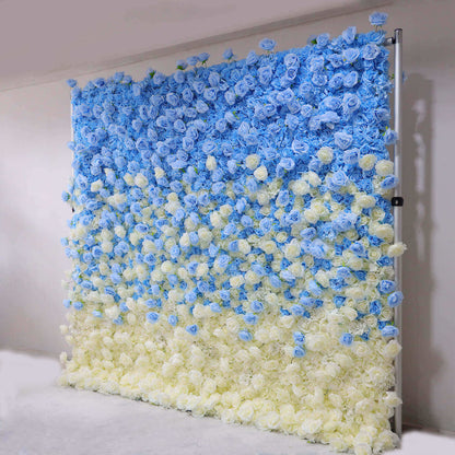 Blue and White Gradient Flower Wall Backdrop for Birthday&Baby Shower Party Decoration-ubackdrop