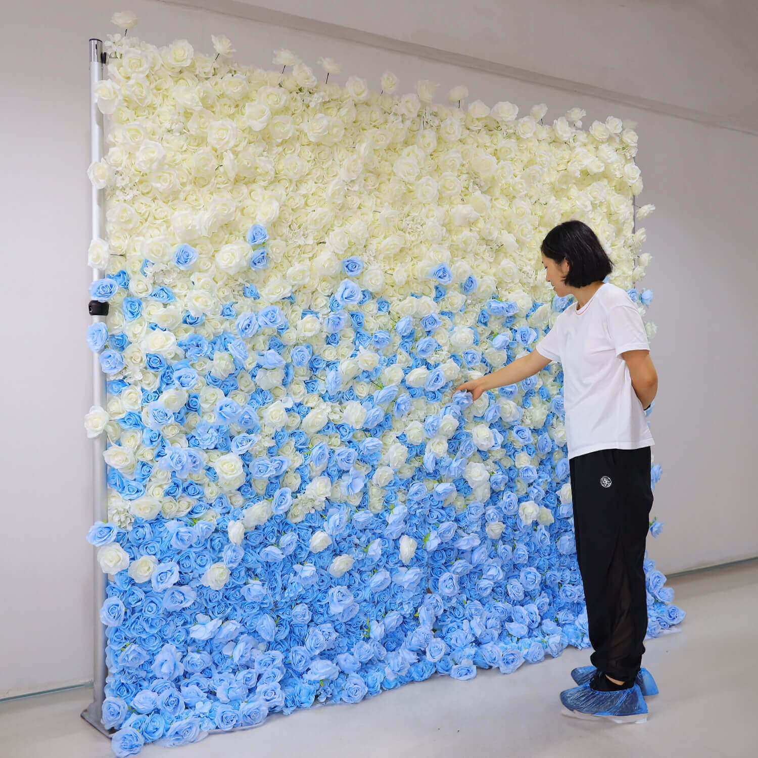 Blue and White Gradient Flower Wall Backdrop for Birthday&Baby Shower Party Decoration-ubackdrop