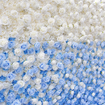 Blue and White Gradient Flower Wall Backdrop for Birthday&Baby Shower Party Decoration-ubackdrop