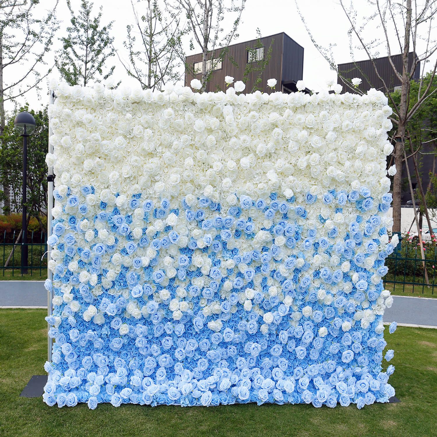 Blue and White Gradient Flower Wall Backdrop for Birthday&Baby Shower Party Decoration-ubackdrop