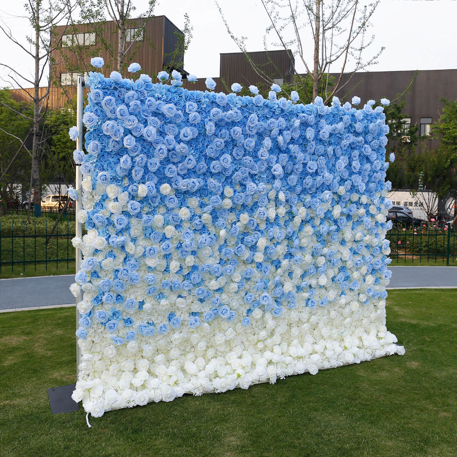 Blue and White Gradient Flower Wall Backdrop for Birthday&Baby Shower Party Decoration-ubackdrop