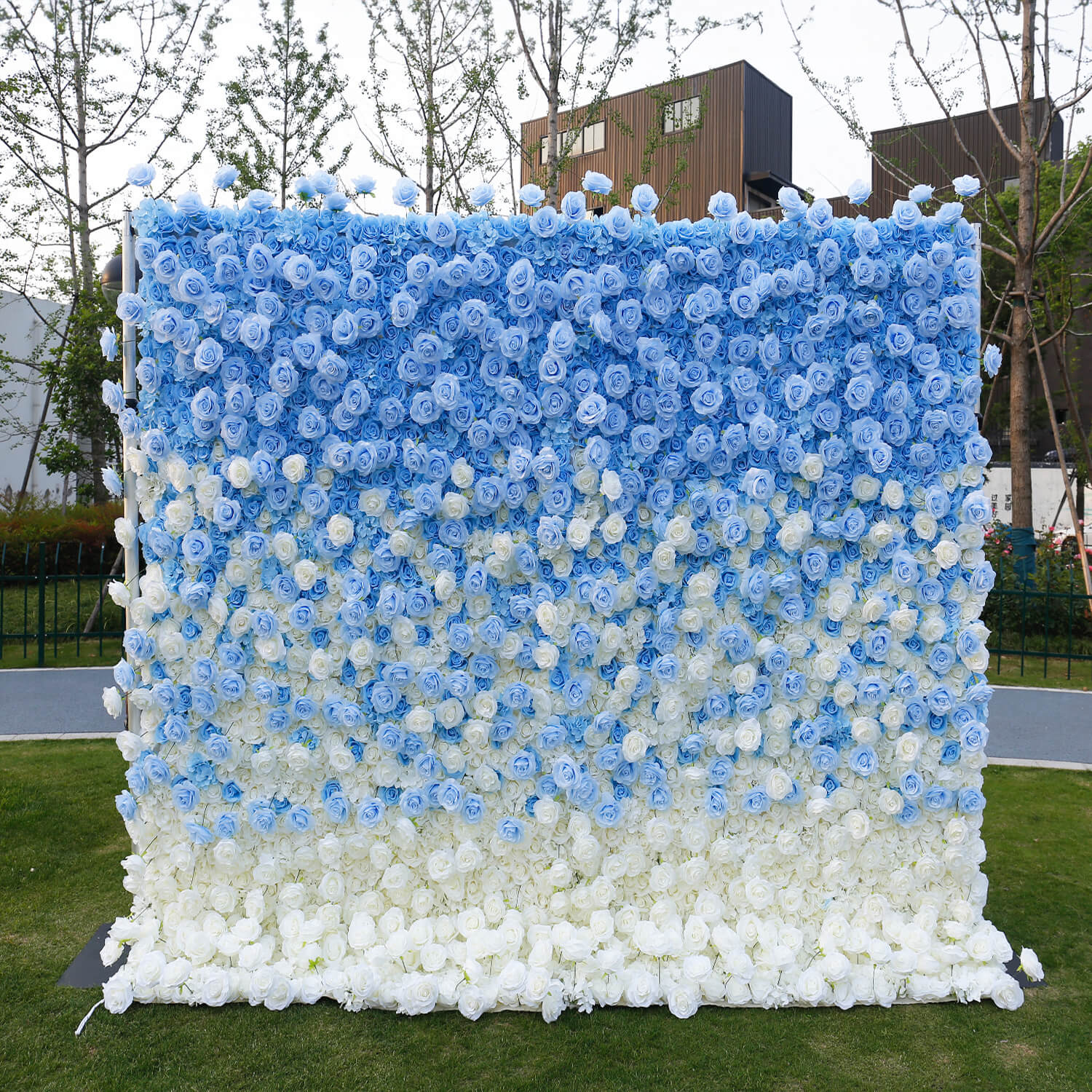 Blue and White Gradient Flower Wall Backdrop for Birthday&Baby Shower Party Decoration-ubackdrop
