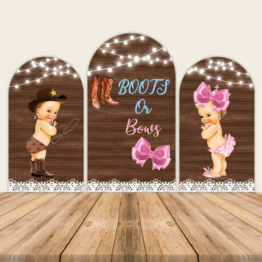 Boots or Bows Gender Reveal Backdrop-ubackdrop