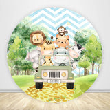 Cartoon Animal Theme Party Round Backdrop Cover