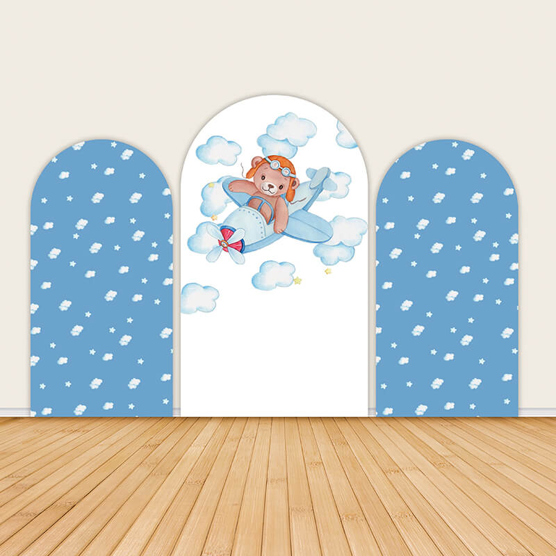 Cartoon Bear Theme Baby Shower Party Backdrop Cover-ubackdrop