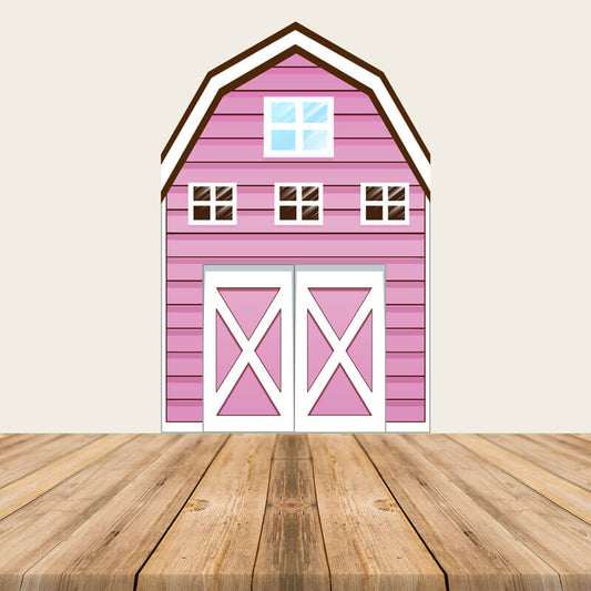 Cartoon Pink Barn Farm Theme Birthday Party Backdrop-ubackdrop