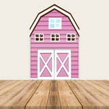 Cartoon Pink Barn Farm Theme Birthday Party Backdrop