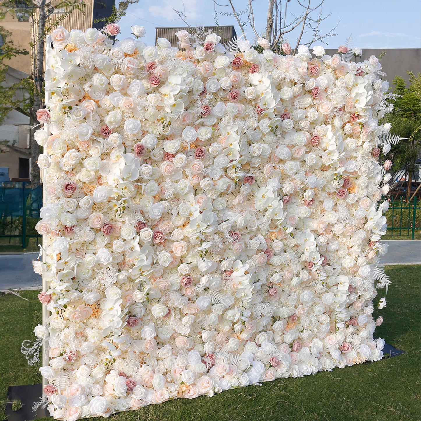 Champagne Pink White Rose Flower Wall for Engagement Wedding Party Decoration