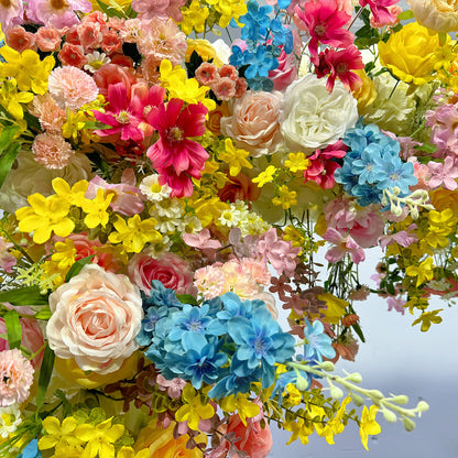 Colorful Arch Artificial Flower Wall For Event Wedding-ubackdrop