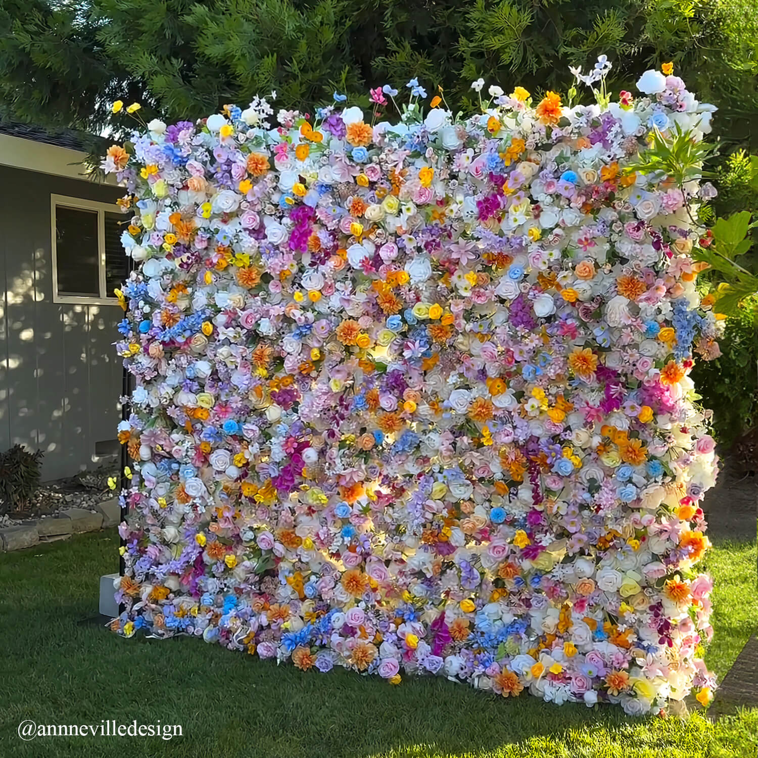 Colorful Artificial Wedding Flower Wall Backdrop For Event Wedding&Birthday Decoration