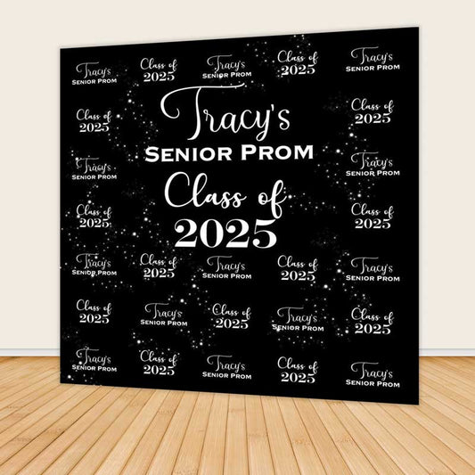 Class of 2025 Backdrop Black and White Graduation Party Background-ubackdrop