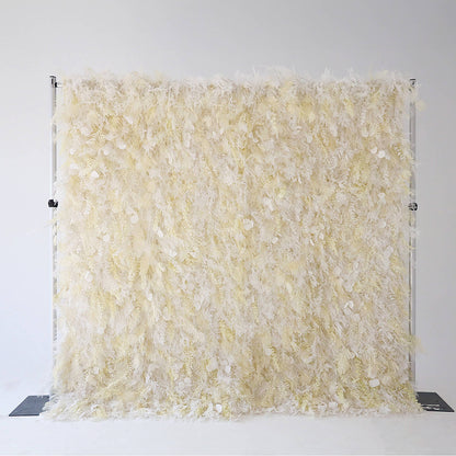Cream White Misty Smog Pampas Flower Wall For Wedding Arrangement Event Decor-ubackdrop